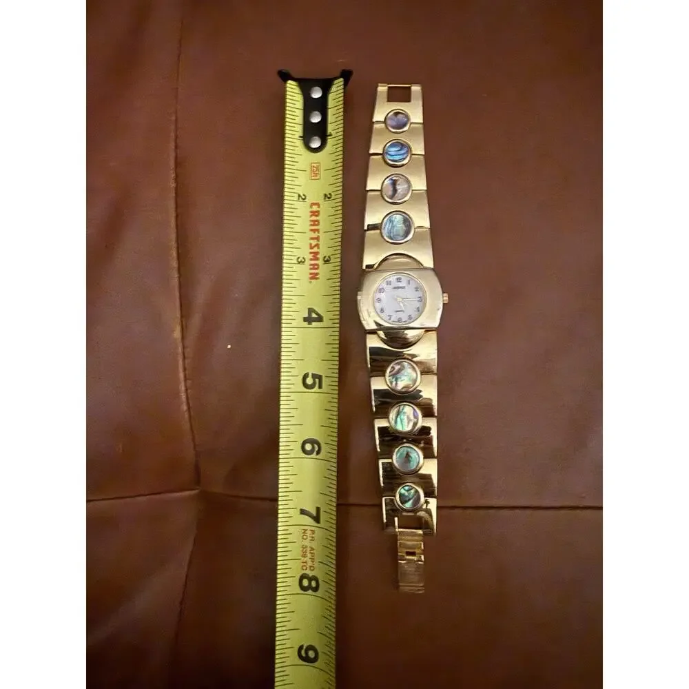 VTG ARENIX Gold Mother Of Pearl Retro Mod Watch NEEDS BATTERY